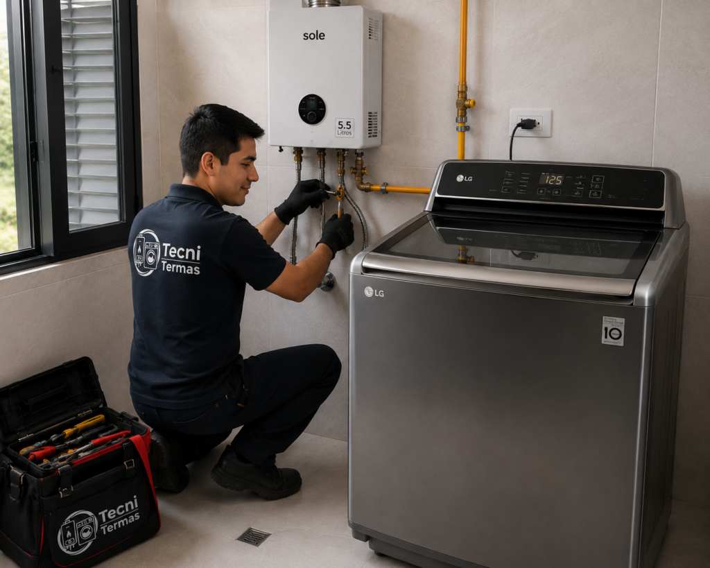Instalación de termas a gas técnico de tecni terma.